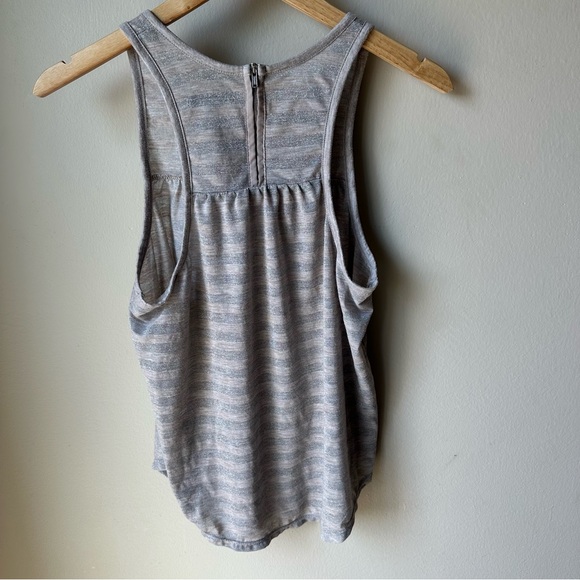 American Eagle striped tan with silver zip back tank - Picture 2 of 5
